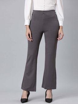 Go Colors - Women Grey Rayon Casual Trouser