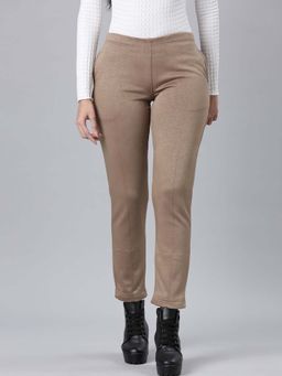 Go Colors - Women Khaki Tencel Formal Trouser