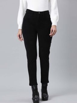 Go Colors - Women Black Polyester Formal Trouser
