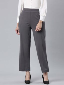 Go Colors - Women Grey Rayon Casual Trouser