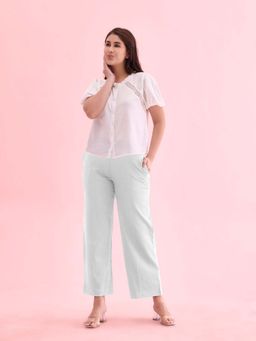 Go Colors - Women White Rayon Casual Trouser