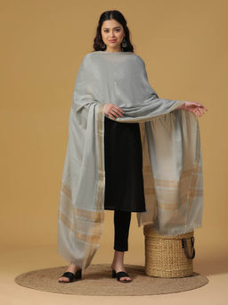 Shingora - Grey Cotton Tencel Woven Dupatta