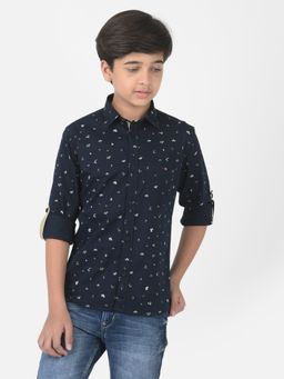 CRIMSOUNE CLUB - Boy Navy Blue Printed Shirt