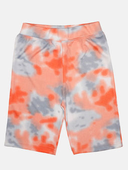 KiddoPanti - Girls Orange Polyester Printed Cycling Shorts