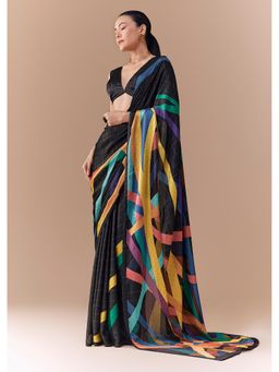KALKI FASHION - Women Multi-Color Printed Stone Work Saree with Unstitched Blouse