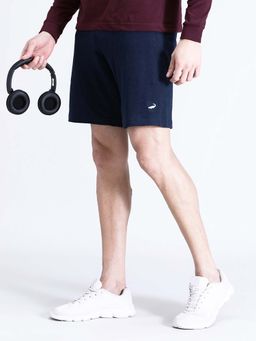 Crocodile - Navy Blue Solid/Plain Regular Fit Shorts
