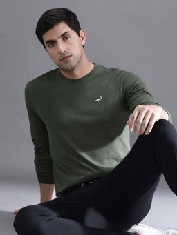 Crocodile - Olive Solid/Plain Slim Fit T-Shirt