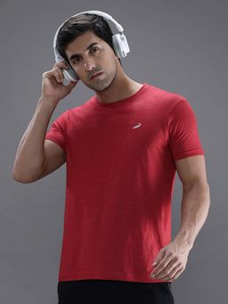 Crocodile - Red Solid/Plain Slim Fit T-Shirt