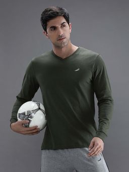 Crocodile - Olive Solid/Plain Regular Fit T-Shirt