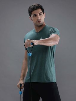 Crocodile - Green Solid/Plain Slim Fit T-Shirt