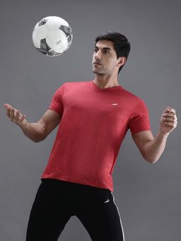 Crocodile - Red Solid/Plain Slim Fit T-Shirt