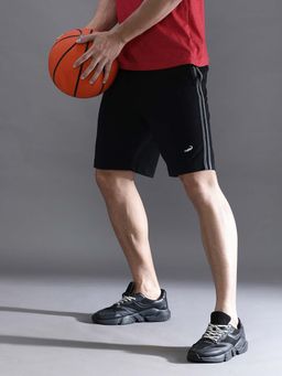 Crocodile - Black Solid/Plain Regular Fit Shorts