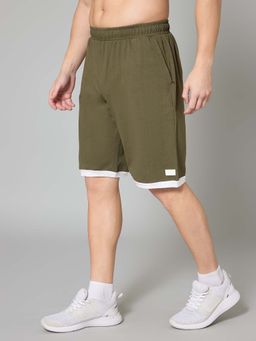 TURNFIT - Olive Solid/Plain Regular Fit Shorts