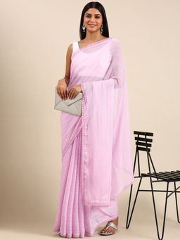 Kasee - Pink Fancy Georgette With Pattern Saree With Unstitched Blouse with Unstitched