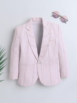 Mini Stitch - Full Sleeves Woven Party Blazer- Baby Pink