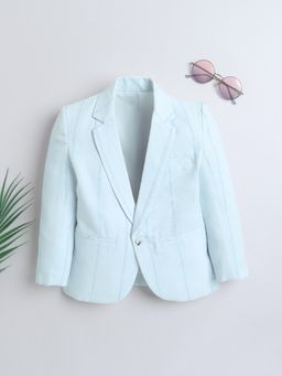 Mini Stitch - Full Sleeves Woven Party Blazer- Sky Blue