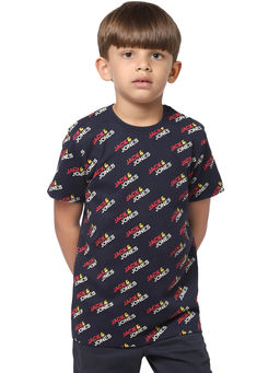Jack & Jones Junior - Boys Blue Logo Print Crew Neck T-shirt