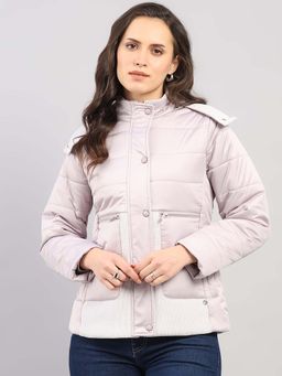 Monte Carlo - Women Lavender Regular Fit Solid Hooded Full Sleeve Jacket