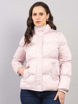 Monte Carlo - Women Pink Regular Fit Solid High Neck Full Sleeve Jacket