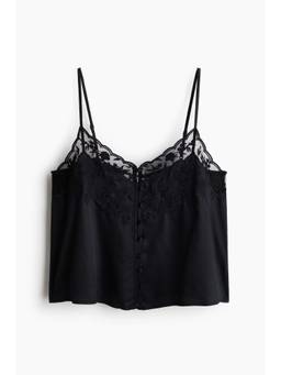 H&M - Women Black Embroidered-Detail Strappy Top