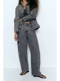 H&M - Women Grey Barrel High Waist Jeans