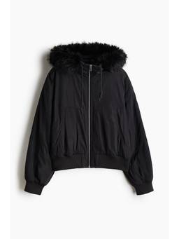 H&M - Women Black Hooded Bomber Jacket