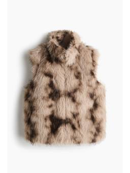 H&M - Women Brown Fluffy Funnel-Collar Gilet