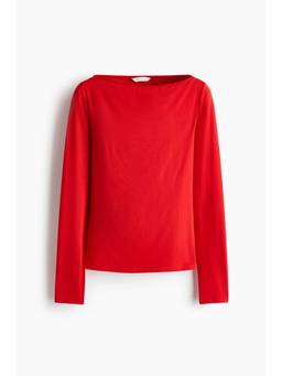 H&M - Women Red Fitted Boat-Neck Top