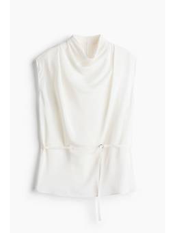 H&M - Women White Belted Cowl-Neck Top