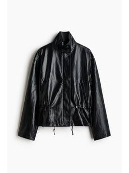 H&M - Women Black Coated Drawstring Jacket