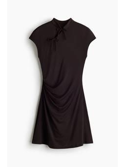 H&M - Women Brown Draped Tie-Detail Dress