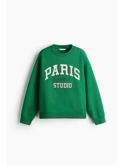 H&M - Women Green Motif-Detail Sweatshirt