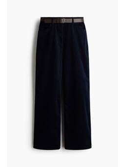 H&M - Women Navy Blue Cotton Corduroy Trousers