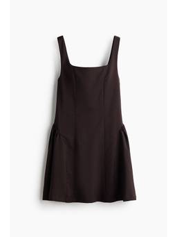 H&M - Women Brown Square-Neck Flared-Skirt Dress