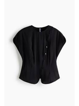 H&M - Women Black Button-Detail Blouse