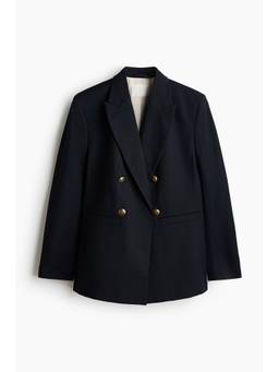 H&M - Women Black Double-Breasted Throw-On Blazer