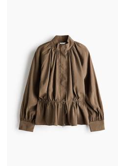 H&M - Women Beige Balloon-Sleeved Drawstring-Detail Jacket