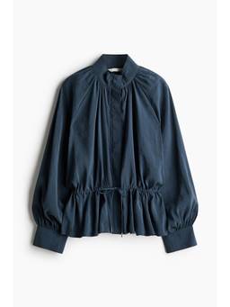 H&M - Women Grey Balloon-Sleeved Drawstring-Detail Jacket