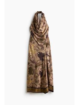 H&M - Women Brown Halter Neck Satin Dress