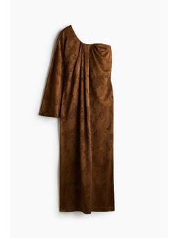 H&M - Women Brown One-Shoulder Satin Dress