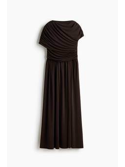 H&M - Women Brown Draped Jersey Dress