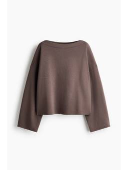 H&M - Women Brown Boat-Neck Sweatshirt
