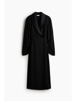H&M - Women Black Satin-Lapel Blazer Dress