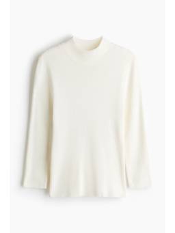H&M - Women White Rib-Knit Turtleneck Top