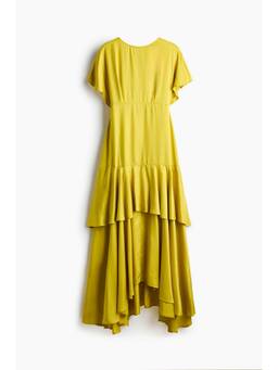 H&M - Women Yellow Tiered-Skirt Viscose Dress