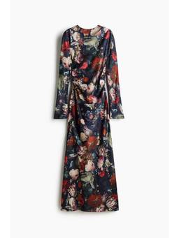 H&M - Women Navy Blue Patterned Draped Dress