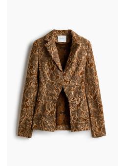 H&M - Women Brown Single-Breasted Jacquard-Weave Blazer