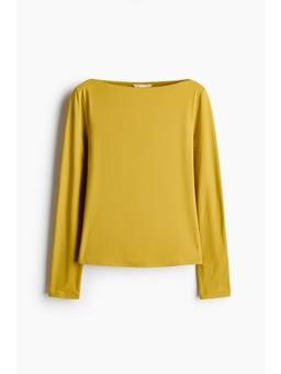 H&M - Women Yellow Boat-Neck Jersey Top