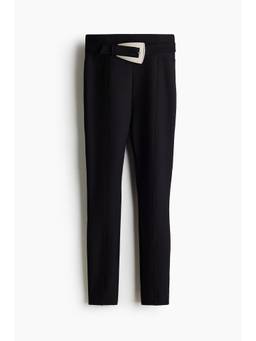 H&M - Women Black Buckle-Detail Leggings