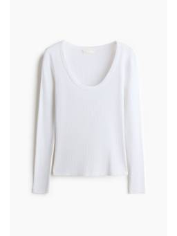 H&M - Women White Scoop-Neck Cotton Jersey Top